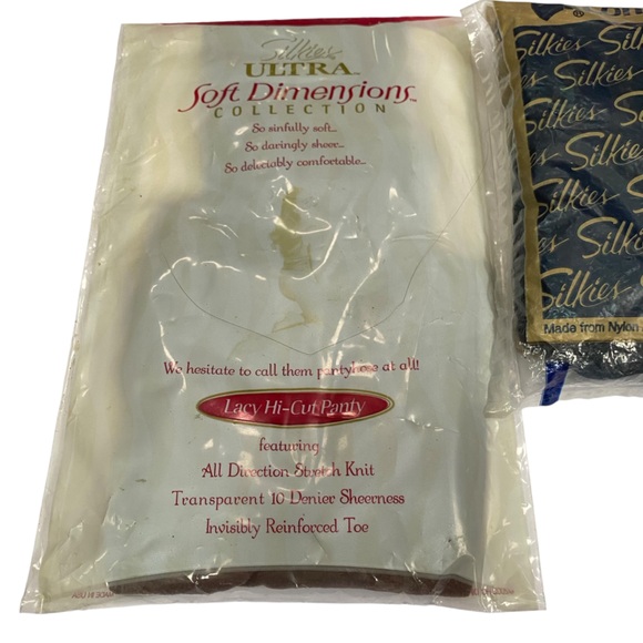 Silkies Nylons size Large Navy Blue & Taupe - Lot of 3 - Vintage - Made in USA - Picture 2 of 9